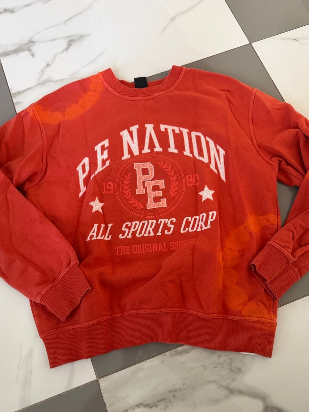 P.E Nation Red Orange Tie-Dye Crewneck Sweatshirt